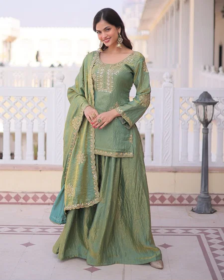 KF 3111 Kalaai Vichitra Silk Embroidery Sharara Suits
